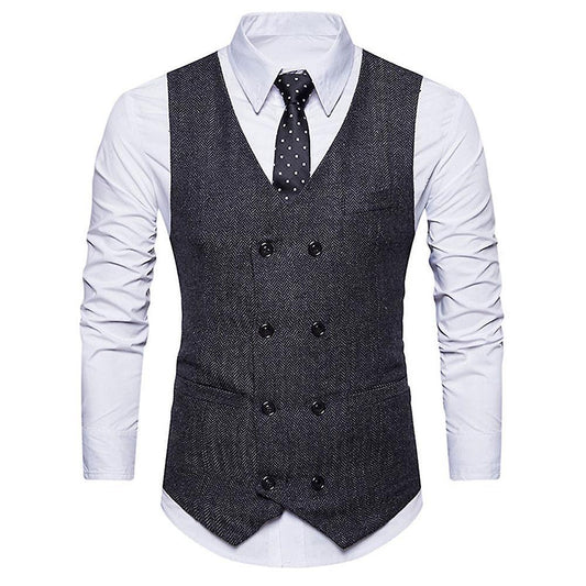Men's Gentleman Wheat Ear Double-breasted Suit Retro Vest
