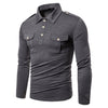 Men Polo Shirts Long Sleeve Slim Fit Breathable Shirts With Pockets
