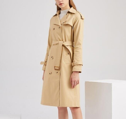 Double-Breasted Lapel Trench Coat