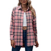 Womens Flannel Plaid Button Down Shirts Oversized Blouses Coats Shacket